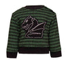 Black and green pied de poule Baby Sweatshirt with Dragon Appliqué