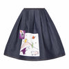 Blue Denim Skirt with Appliqué