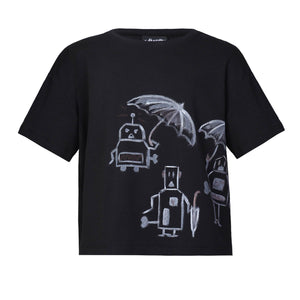Hand-Painted Oversized Black T Shirt for Kids